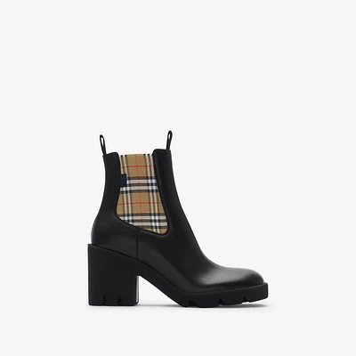 Leather Stride Chelsea Boots in Black/sand - Women | Burberry® Official