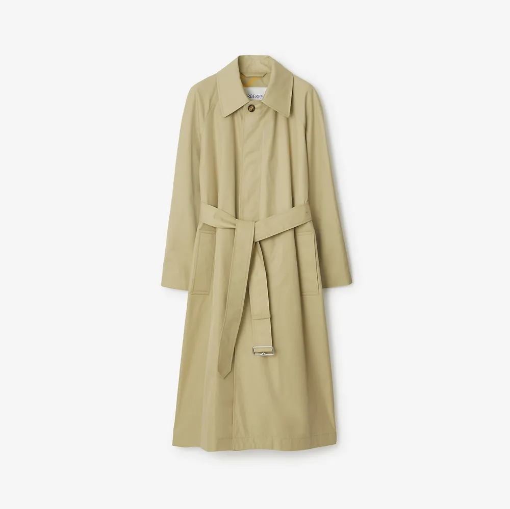 Long Bradford Car Coat in Hunter - Women, Cotton Gabardine | Burberry® Official