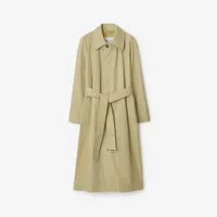 Long Bradford Car Coat in Hunter - Women, Cotton Gabardine | Burberry® Official