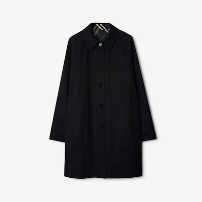 Long Reversible Gabardine Car Coat in Black - Men, Cotton | Burberry® Official