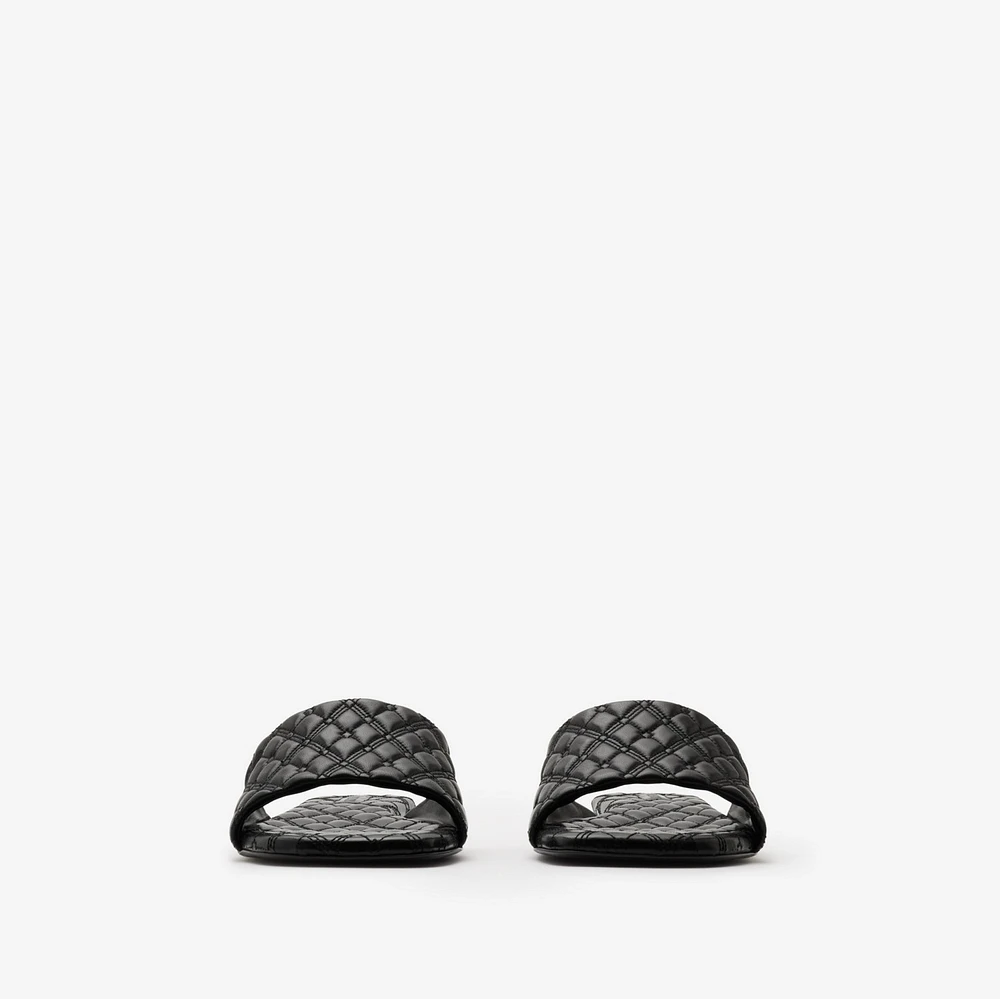 Leather Quilt Slides in Black - Women | Burberry® Official