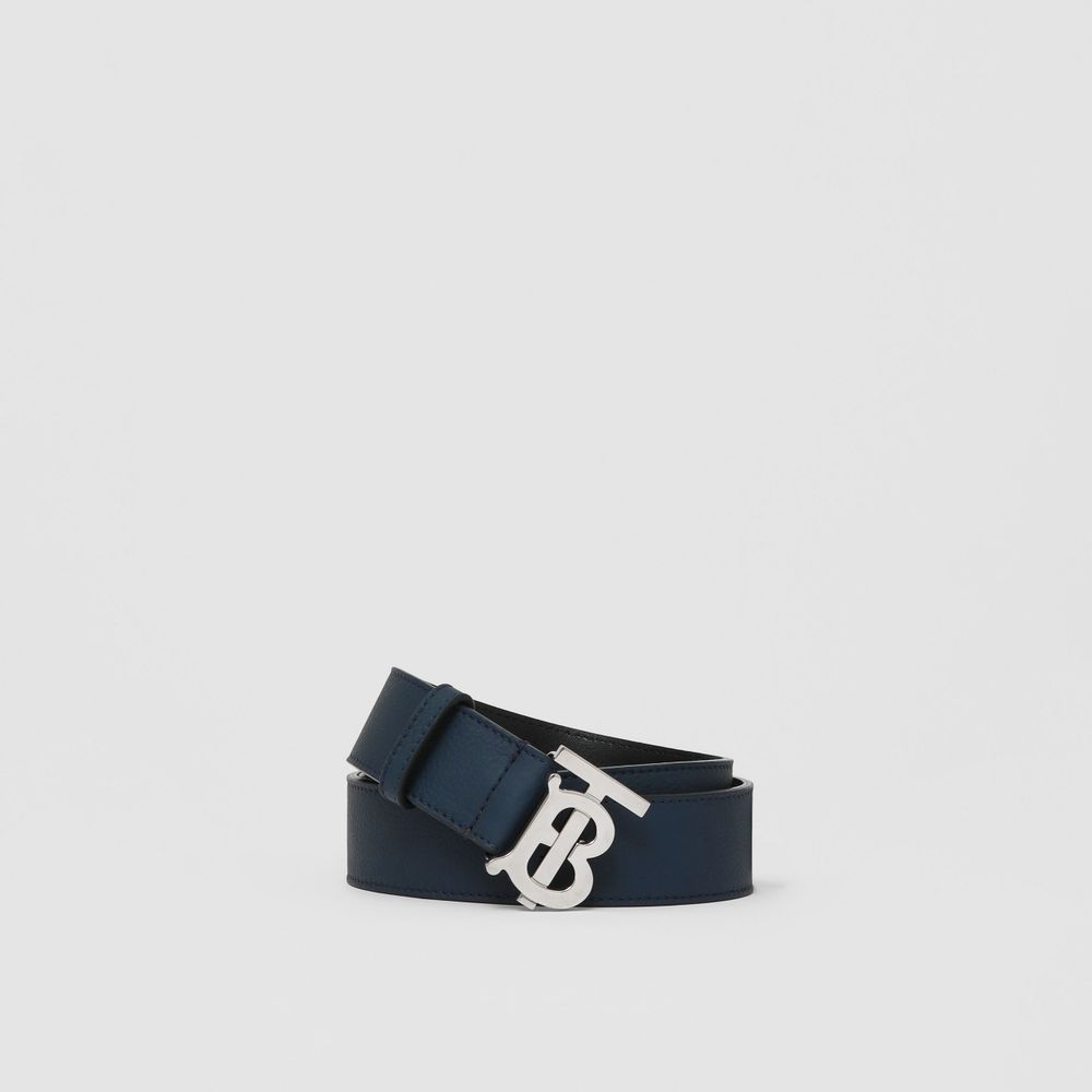 Burberry Monogram-buckle Leather Belt In Black