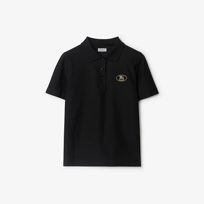Cotton Polo Shirt in Black - Women | Burberry® Official