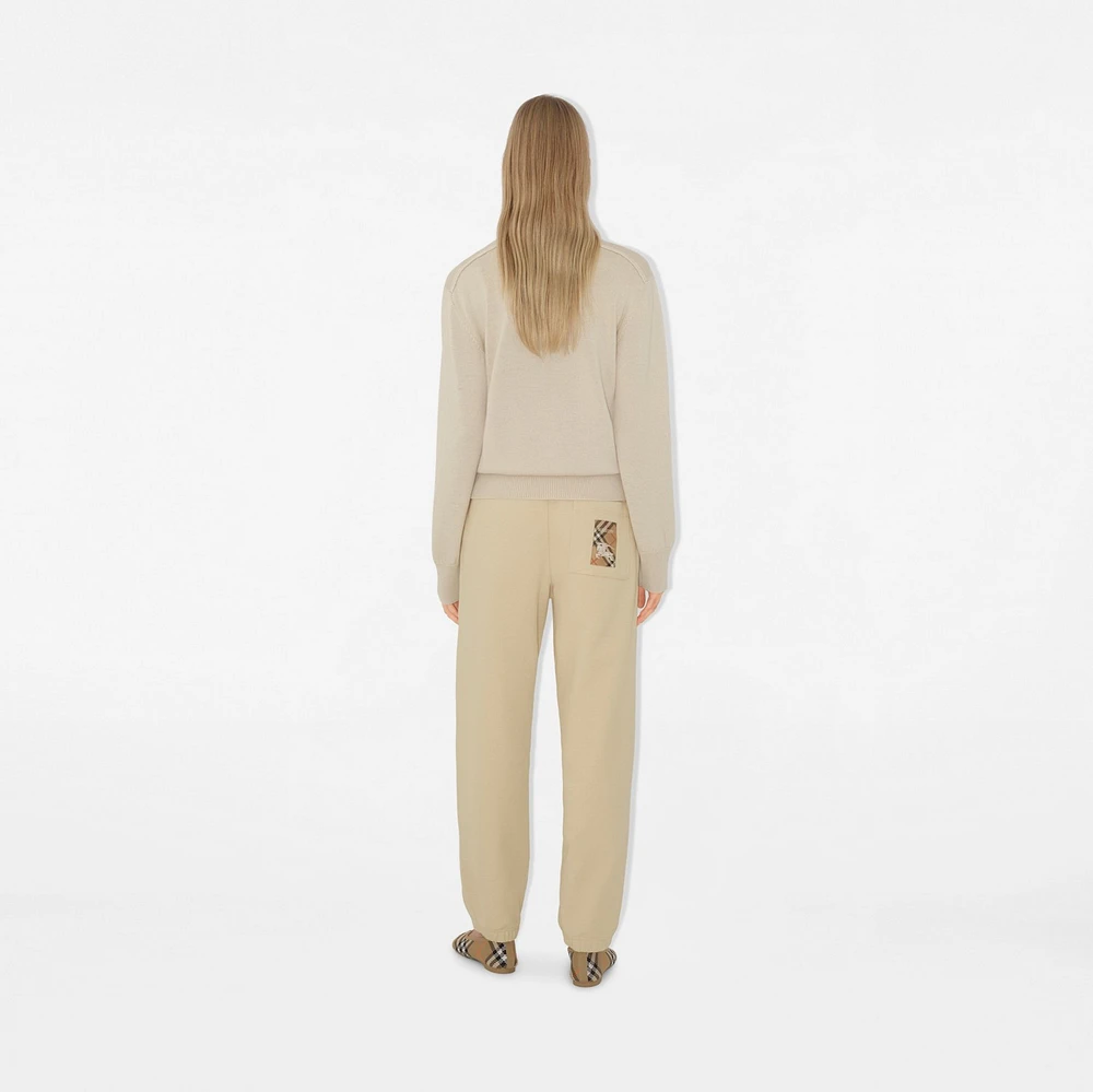 Check Label Cotton Jogging Pants in Nutmeg - Women | Burberry® Official