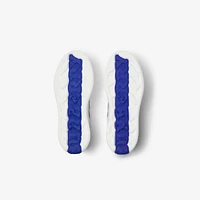 Leather and Check Terrace Sneakers​ in White/hyacinth - Men | Burberry® Official