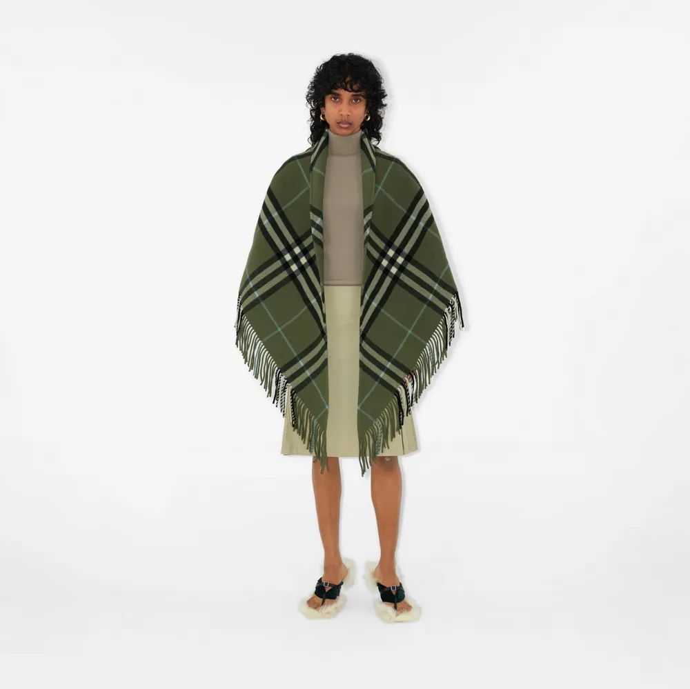 Check Wool Cape in Shrub | Burberry® Official