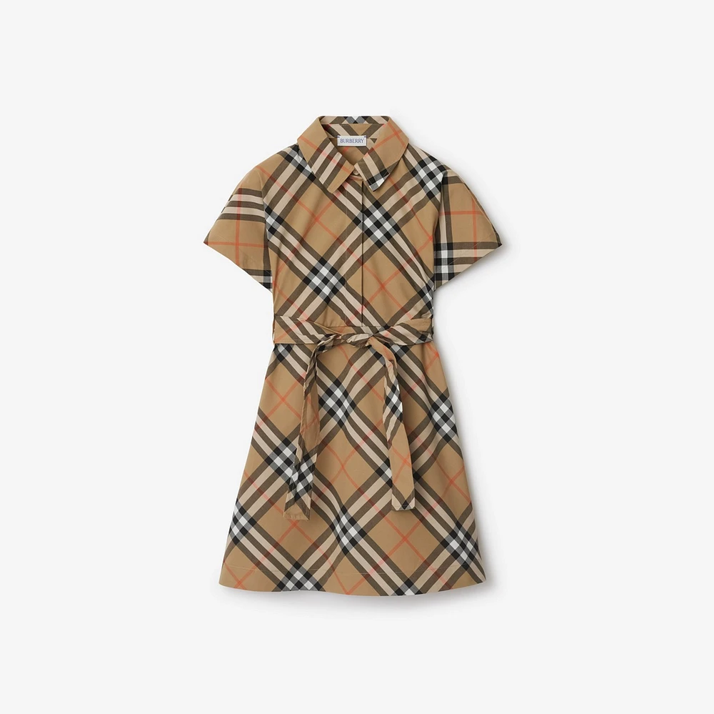 Check Cotton Shirt Dress in Sand | Burberry® Official