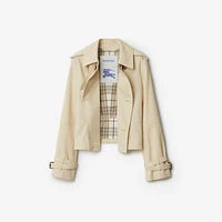 Cropped Cotton Blend Trench Jacket in Alpine - Women, Tropical Gabardine | Burberry® Official