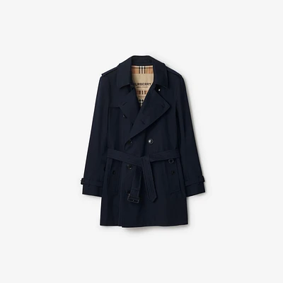 Short Kensington Heritage Trench Coat in Coal blue - Men, Cotton Gabardine | Burberry® Official