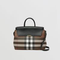 Check and Leather Medium Catherine Bag in Dark Birch Brown - Women | Burberry® Official