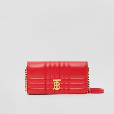 Quilted Leather Lola Wallet with Detachable Strap in Bright Red - Women | Burberry® Official