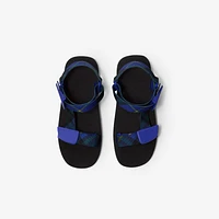 Check Trek Sandals in Bright navy - Men | Burberry® Official