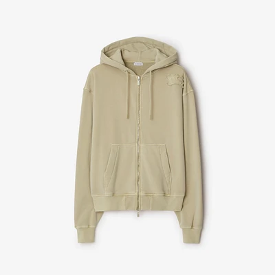 Cotton Blend Zip Hoodie in Safari - Men | Burberry® Official