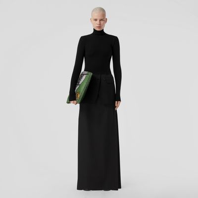 Grain de Poudre Wool Floor-length Skirt Black - Women | Burberry® Official