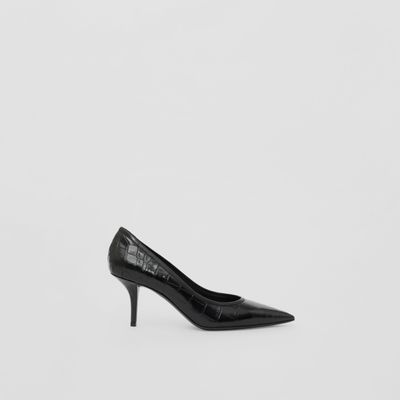 Embossed Leather Point-toe Pumps Black - Women | Burberry® Official
