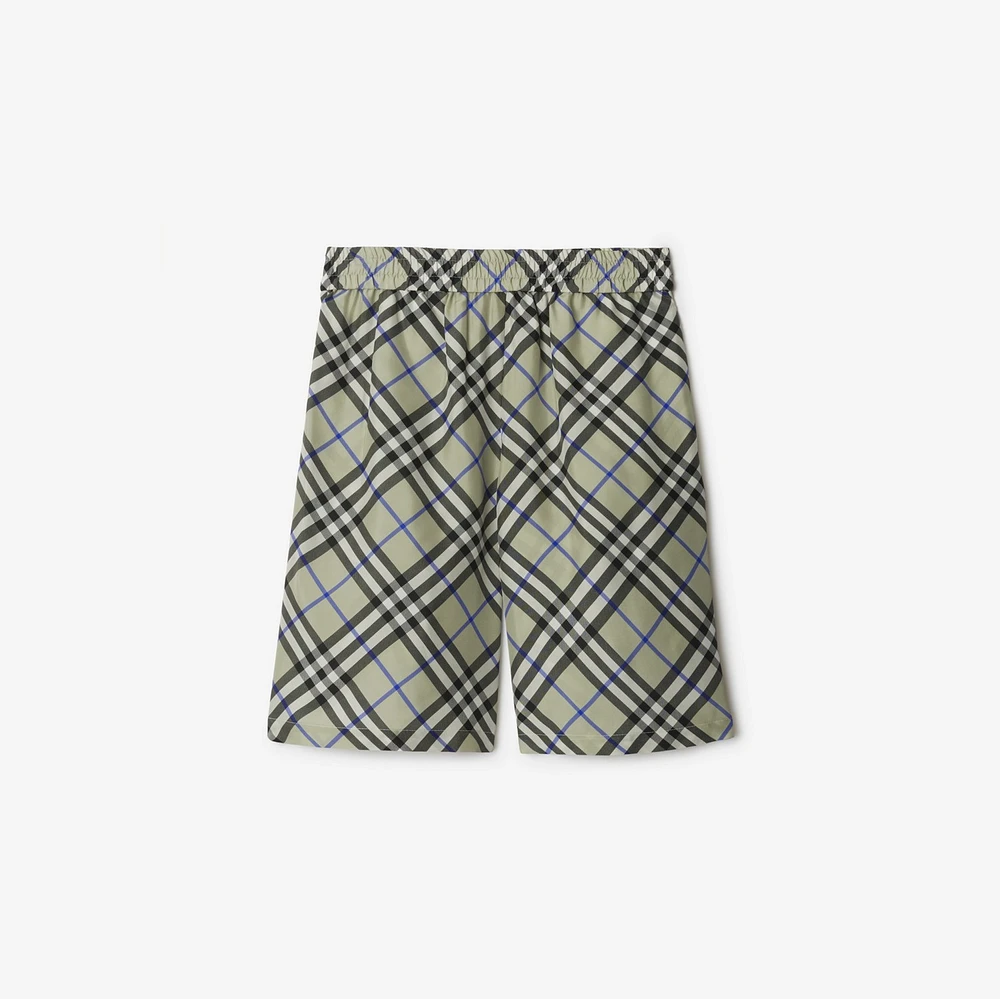 Check Silk Shorts in Lichen - Men | Burberry® Official