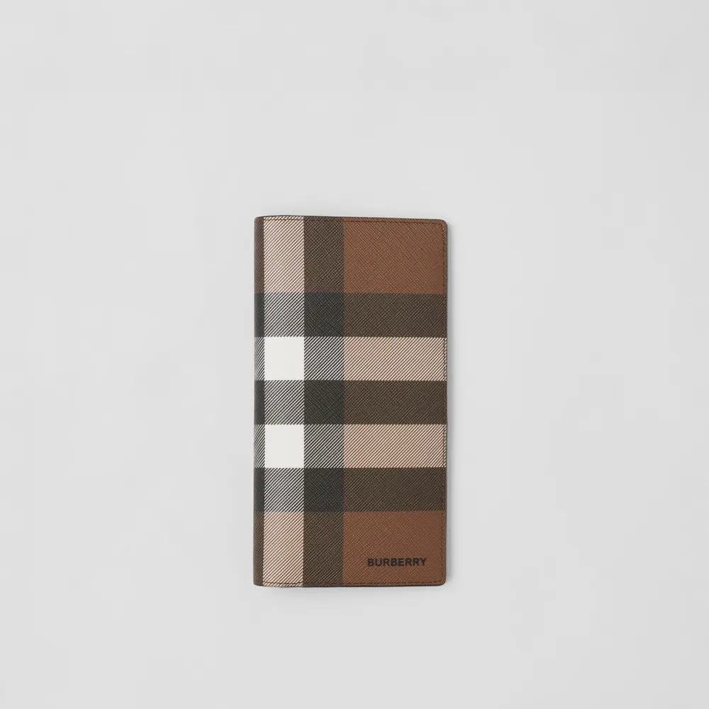 Burberry Bifold Check Wallet Male Brown In Dark Birch Brown