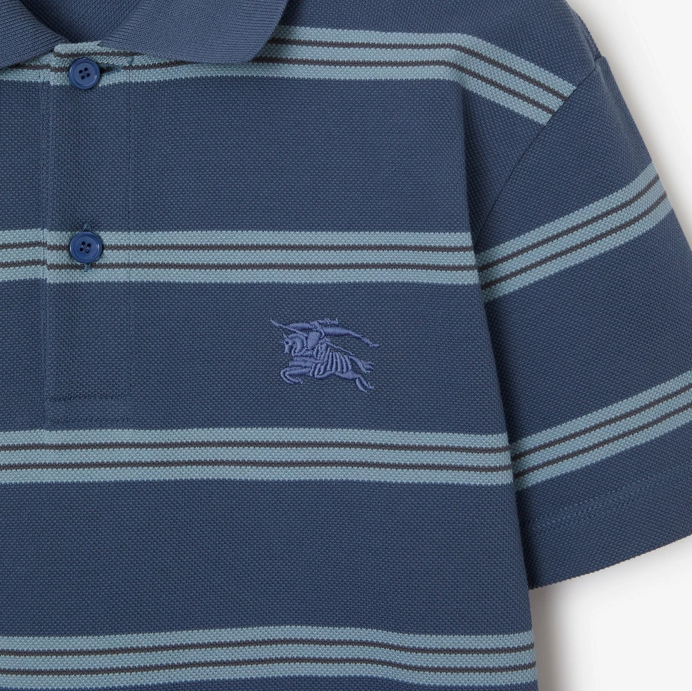 Striped Cotton Polo Shirt in Pilot - Men | Burberry® Official