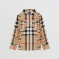 Patchwork Check Stretch Cotton Shirt Archive Beige | Burberry