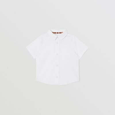 Short-sleeve Logo Print Stretch Cotton Shirt White - Children | Burberry® Official