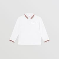 Long-sleeve Icon Stripe Detail Cotton Piqué Polo Shirt White | Burberry® Official