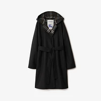 Mid-length Reversible Check Wool Car Coat in Black - Women | Burberry® Official