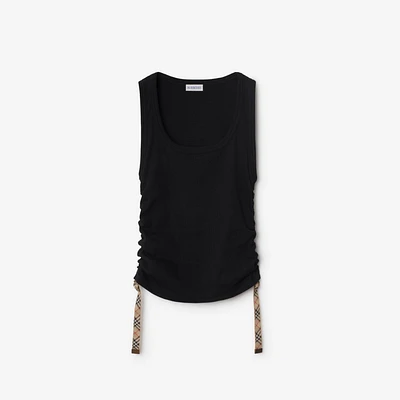 Festival Cotton Blend Tank Top in Black - Women | Burberry® Official