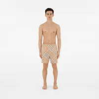 Check Swim Shorts in Flax - Men | Burberry® Official