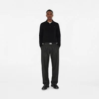 Long-sleeve Cashmere Blend Polo Shirt in Black - Men | Burberry® Official