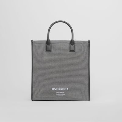 Horseferry Print Cotton Canvas Tote in Black/grey - Men | Burberry® Official