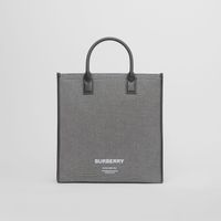 Horseferry Print Cotton Canvas Tote in Black/grey - Men | Burberry® Official