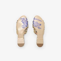 Check Cabana Slides in Sand - Women, Linen | Burberry® Official