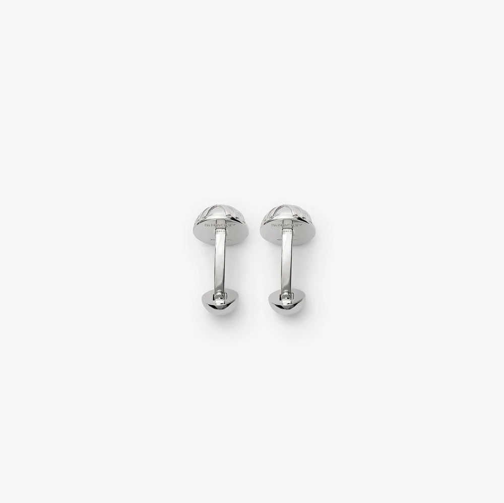 Engraved Check Cufflinks​ in Silver - Men | Burberry® Official