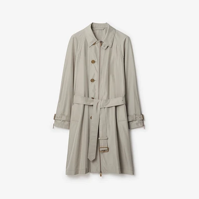 Long Silk Car Coat in Castle - Men | Burberry® Official