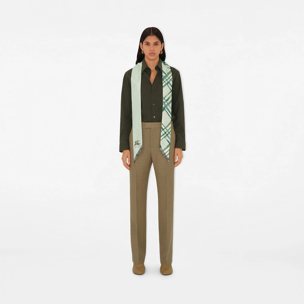 Skinny Reversible Check Silk Scarf in Breeze | Burberry® Official