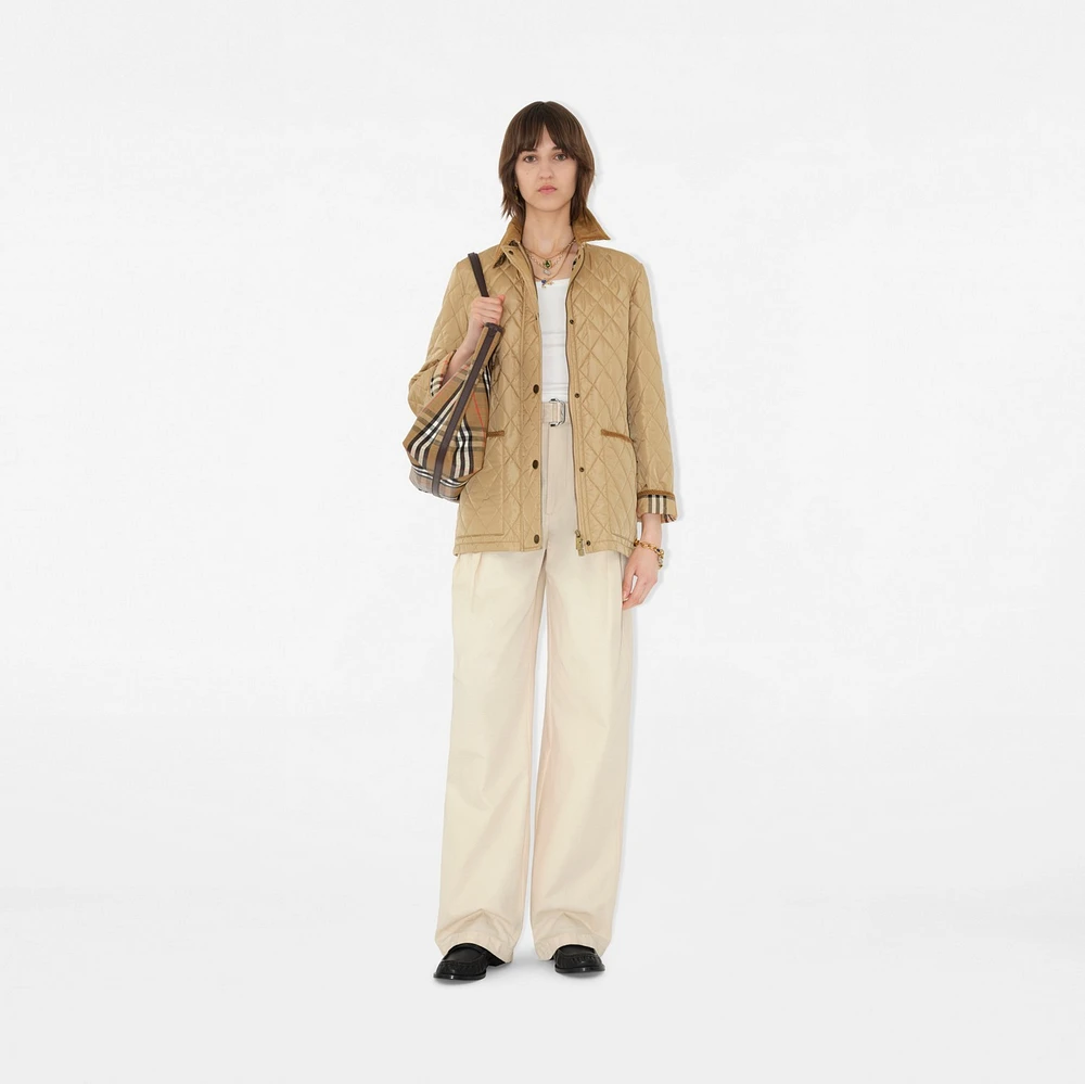 Quilted Nylon Barn Jacket in Flax/sand - Women | Burberry® Official