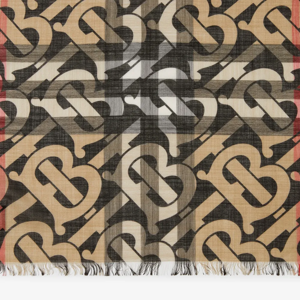 Burberry Brown Monogram & Check Scarf