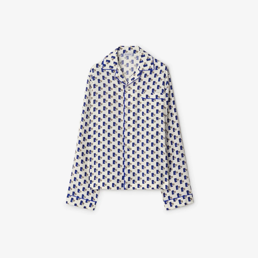 Postbox Silk Pyjama Shirt in Knight - Women | Burberry® Official