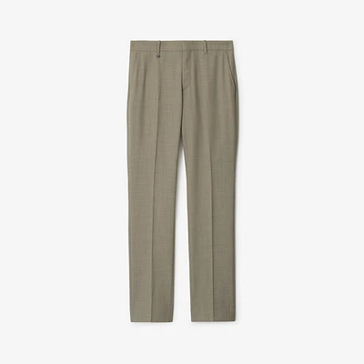 Wool Tailored Trousers in Olive drab - Men | Burberry® Official