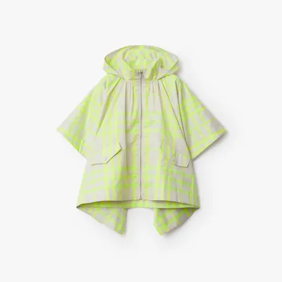 Check Cotton Blend Cape in Vivid lime | Burberry® Official
