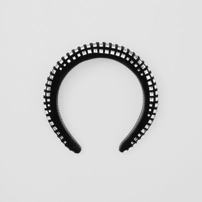 Crystal-embellished Velvet Hairband in Black - Women | Burberry® Official