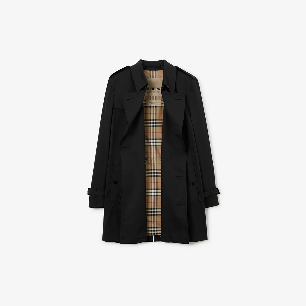 Short Kensington Heritage Trench Coat in Black - Men, Cotton Gabardine | Burberry® Official