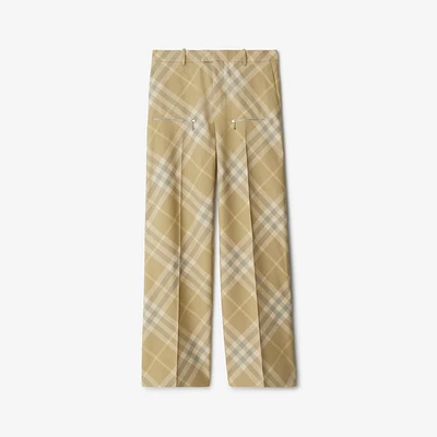Check Wool Trousers in Flax - Men | Burberry® Official