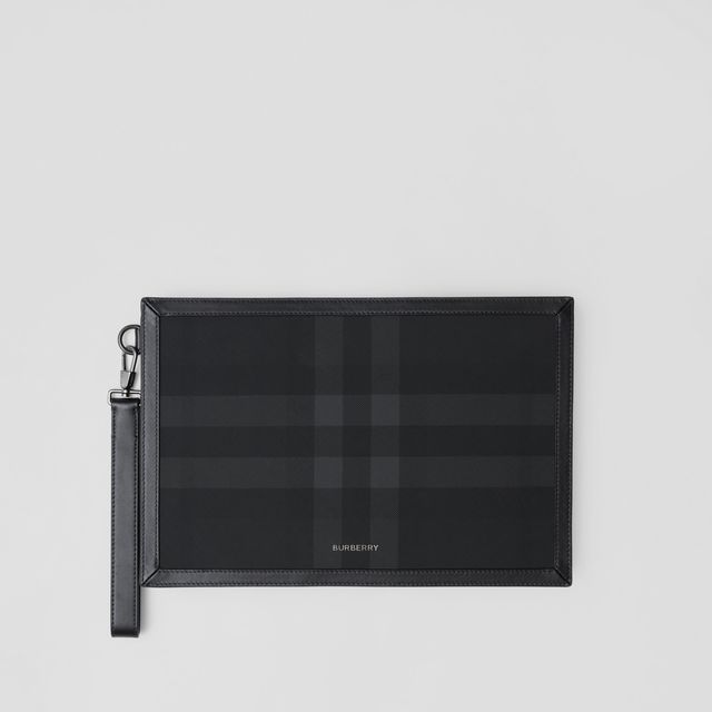 Charcoal Check and Leather Bifold Wallet