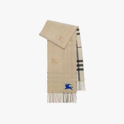 Reversible EKD Check Cashmere Scarf in Stone | Burberry® Official