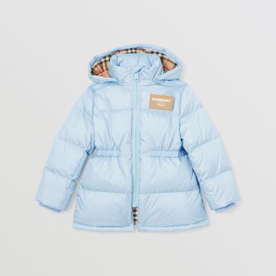 Detachable Hood Nylon Puffer Coat Pale Blue | Burberry® Official