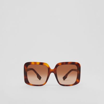 Hardware Detail Square Frame Sunglasses in Bright Tortoiseshell - Women | Burberry® Official