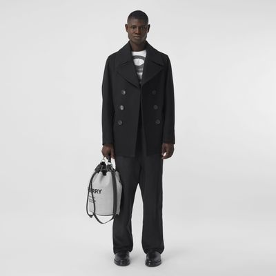 Wool Blend Pea Coat Black - Men | Burberry® Official