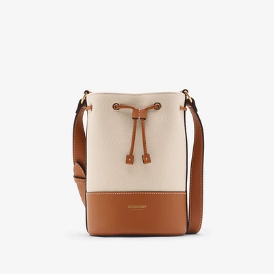 Mini Canvas Bucket Bag in Natural russet - Women | Burberry® Official