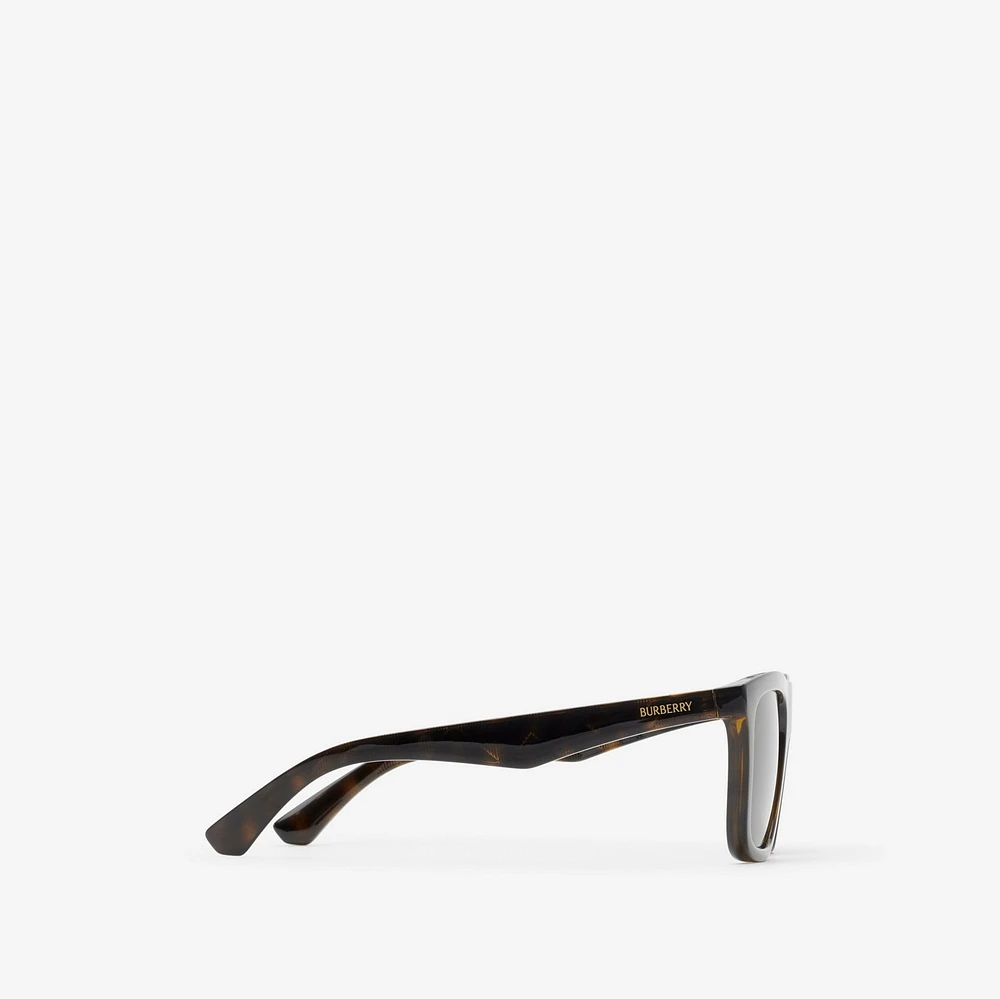 Embossed Check Square Sunglasses in Tortoiseshell - Men | Burberry® Official